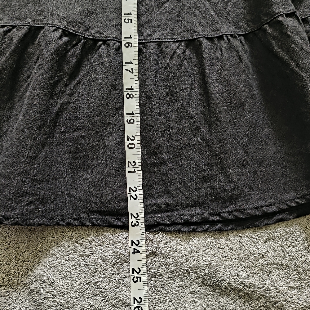 Vtg.Allen Allen Black Tiered 100% Linen Waist Tie Skirt Black XL Minimalist Y2K - Picture 8 of 10